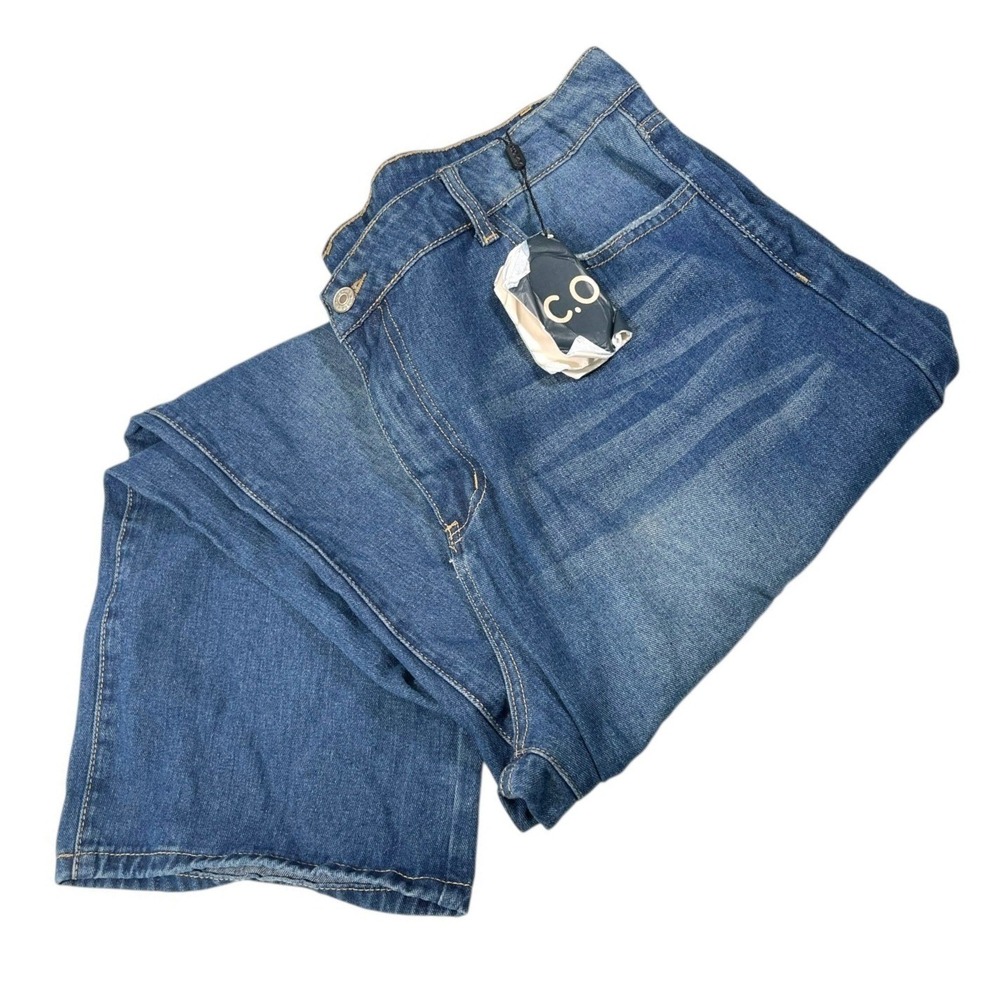 NEW C.O.Z.Y 3XL Blue Jeans Straight High Rise Distressed Denim Streetwear Casual